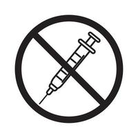 vírus covid 19 pandemia proibida seringa ícone de estilo de linha de vacina vetor