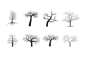 vetor de silhuetas de árvores mortas. imagem de ilustração de floresta de árvores assustadoras pretas morrendo