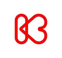coração e letra k estão entrelaçados. letra vermelha cíclica k. loop infinito natural moderno. design corporativo de logotipo futurista. vetor