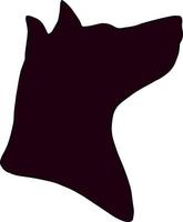 silhueta de cabeça de cachorro simples sobre fundo branco. ícone preto isolado. arte vetorial preto no branco. ilustração de animal de estimação vetor