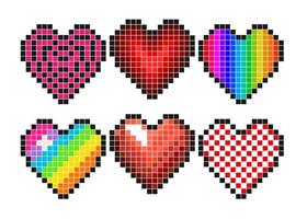 Conjunto de vetores de corações de pixel