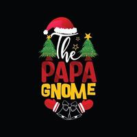 o modelo de t-shirt de vetor papa gnomo. gráficos vetoriais, design de camiseta de natal. pode ser usado para imprimir canecas, designs de adesivos, cartões comemorativos, pôsteres, bolsas e camisetas.