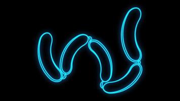 ícone de salsicha de linha neon brilhante isolado no fundo preto. salsicha grelhada e sinal de aroma. conceito de contorno colorido. vetor