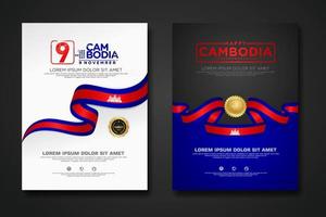 definir modelo de plano de fundo do dia da independência do camboja design de cartaz vetor