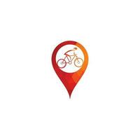 design de logotipo de vetor de conceito de forma de pino de mapa de bicicleta. identidade de marca corporativa da loja de bicicletas. logotipo da bicicleta.