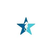 design de logotipo de vetor de conceito de forma de estrela de cavalo-marinho.