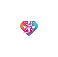 design de logotipo de conceito de forma de coração de árvore genealógica. design de logotipo de ícone de símbolo de árvore genealógica. logotipo da árvore humana. vetor