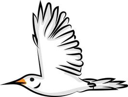 pássaro branco, ilustração, vetor em fundo branco.