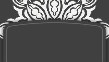 banner preto com padrão branco indiano para design sob seu texto vetor