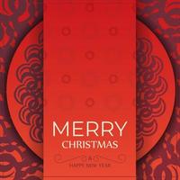 modelo de cartão de feliz ano novo cor vermelha vintage borgonha padrão vetor