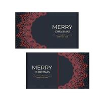 modelo de feliz natal para cartão postal de design para impressão na cor cinza com ornamento vermelho. vector cozinhar cartaz feliz ano novo e padrões de inverno.