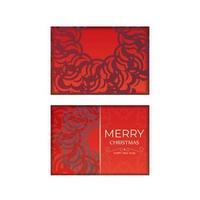 cor vermelha feliz natal e feliz ano novo panfleto com ornamento abstrato cor de vinho vetor