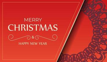 brochura festiva feliz natal e feliz ano novo cor vermelha com ornamento vintage borgonha vetor