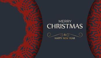 feliz natal design de cartão postal em tons de cinza com ornamento de inverno. cartaz de design feliz ano novo e padrões vermelhos. vetor
