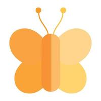 animal de inseto de borboleta amarela no estilo de ícone plano de desenho animado vetor