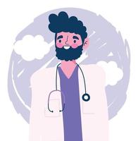 médico personagem masculino design de estetoscópio médico profissional vetor