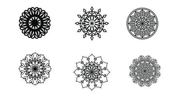 definir mandala, mandala preta, fundo de design de mandala ornamental de luxo, design de mandala, design de papel de parede de arte de livro de colorir padrão de mandala, padrão de telha, mandala preto e branco, islão, árabe, indiano vetor