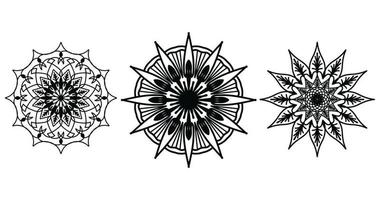 definir mandala, mandala preta, fundo de design de mandala ornamental de luxo, design de mandala, design de papel de parede de arte de livro de colorir padrão de mandala, padrão de telha, mandala preto e branco, islão, árabe, indiano vetor