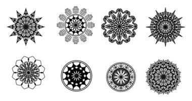 definir mandala, mandala preta, fundo de design de mandala ornamental de luxo, design de mandala, design de papel de parede de arte de livro de colorir padrão de mandala, padrão de telha, mandala preto e branco, islão, árabe, indiano vetor