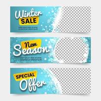 banner de venda de inverno com coleção de espaço de imagem vetor