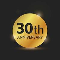 celebração de aniversário de 30 anos de placa de círculo de ouro logotipo elegante vetor
