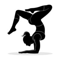 silhueta de mulher desportiva exercitando meditação de ioga. ilustração vetorial vetor