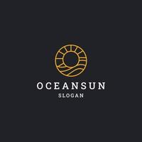 ilustração em vetor modelo de design de ícone de logotipo de sol do oceano