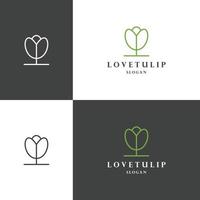 amo modelo de design plano de ícone de logotipo de tulipa vetor