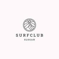 modelo de design de ícone de logotipo de clube de surf vetor