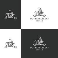 modelo de design plano de ícone de logotipo de folha de borboleta vetor