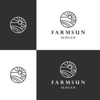 ilustração vetorial de modelo de design de ícone de logotipo de sol de fazenda vetor