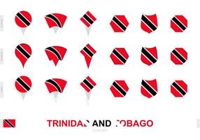 coleção da bandeira de trinidad e tobago em diferentes formas e com três efeitos diferentes. vetor