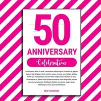 projeto de comemoração de aniversário de 50 anos, na ilustração vetorial de fundo rosa listra. vetor eps10