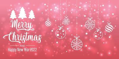 natal e ano novo tipográficos em fundo rosa de natal com flocos de neve, luz, estrelas. ilustração vetorial. carro de natal vetor