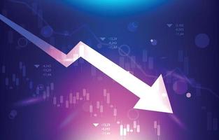 seta para baixo gráfico de vela negativo gráfico depreciação moeda recessão econômica vetor