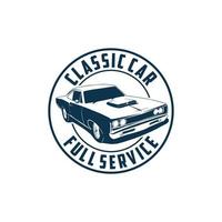 vetor de logotipo de serviço completo de carro clássico