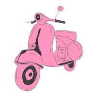 motocicleta vintage scooter com cor rosa. ilustrador vetorial vetor