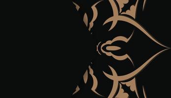 banner preto com padrão de mandala marrom e coloque sob seu texto vetor