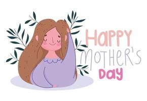 feliz dia das mães, cartão de decoração de ramos de personagem de mulher vetor