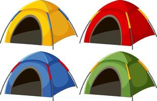barraca de acampamento em conjunto de cores diferentes vetor