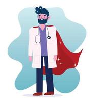 herói médico, desenho animado profissional de equipe médica de personagem vetor