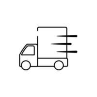 ícone de estilo de linha de entrega de carga rápida de transporte de caminhão vetor