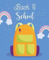 de volta à escola, mochila arco-íris desenhos animados da educação primária vetor