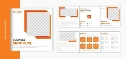 modelo de design de folheto corporativo quadrado laranja com três dobras, vetor de layout de folheto de negócios