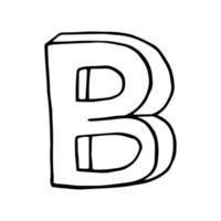 letra b mão desenhada em estilo doodle. esboço, vetor, fonte, caligrafia vetor