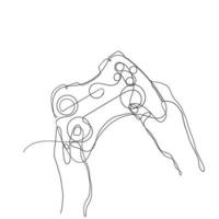 ilustração de console de joystick de desenho de linha contínua vetor