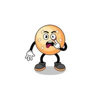ilustração de personagem de bola de gergelim com língua de fora vetor