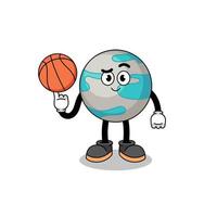 ilustração do planeta como jogador de basquete vetor