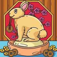 ilustração de desenho colorido de exibição de charme de coelho vetor