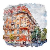 budapeste hungria esboço aquarela ilustração desenhada à mão vetor